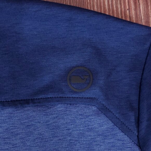 Vineyard Vines Mens Size Medium On The Go Shep Shirt 1/4 Zip Performance Blue - Picture 10 of 14